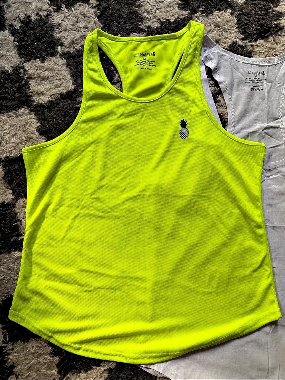 JJ Malibu Cool-Dry Gym Stringer Tank Tops Green & White Medium